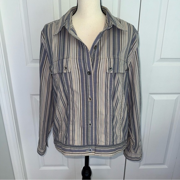 Christopher & Banks Blue and Cream Vintage stretch lightweight Jacket size large - Picture 1 of 10